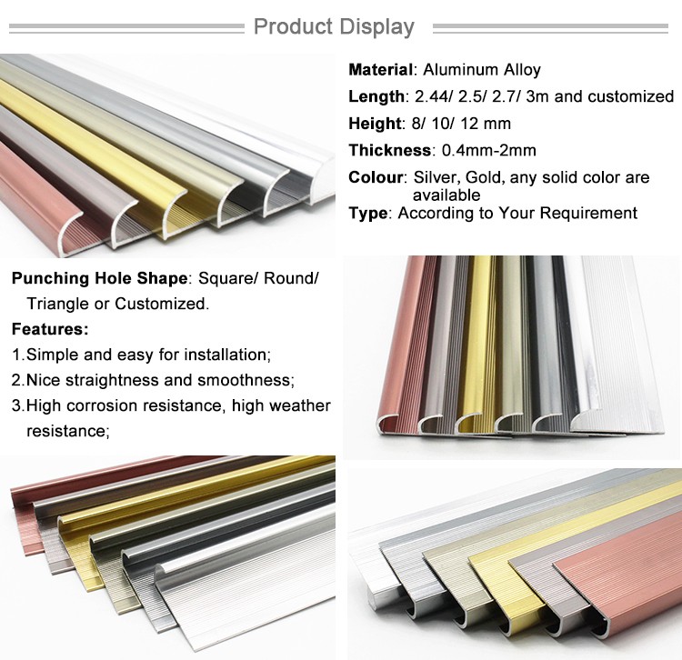 Flexible Decorative Metal Aluminium Border Tile Corner Trim