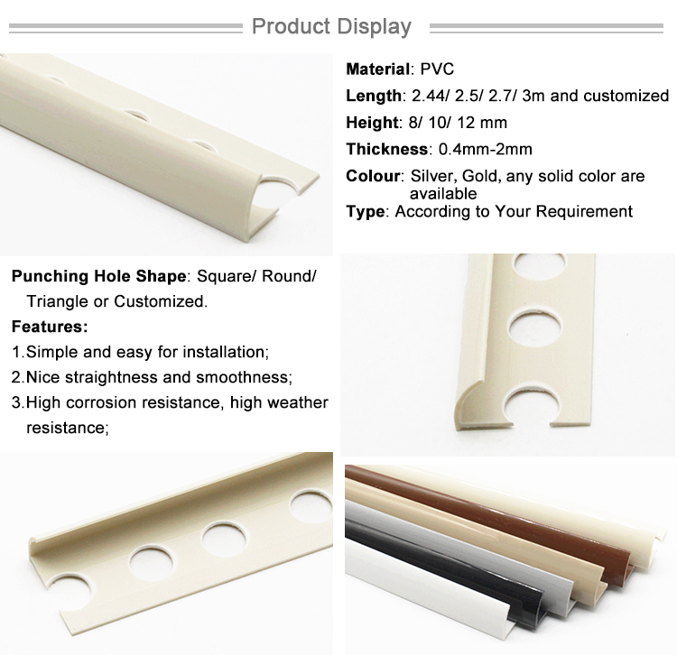 Professional Manufacture Plastic Edge PVC Tile Trim Malaysia for Tiles