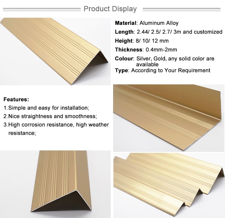 L Shape Flexible Usage Carpet Aluminum Stair Nosing Metal Tile Trim Strips