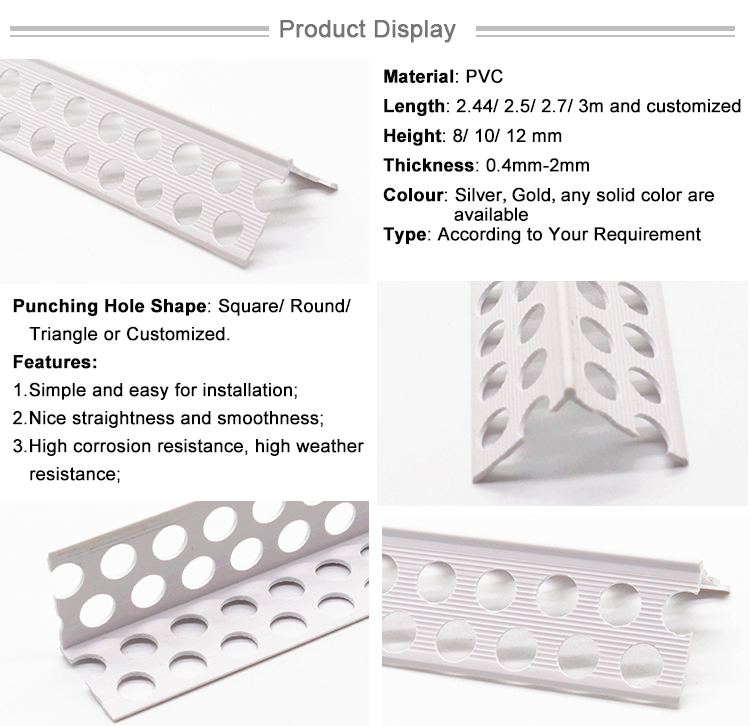 Construction Material Render Plaster Wall Angle Beads Corner Beads PVC