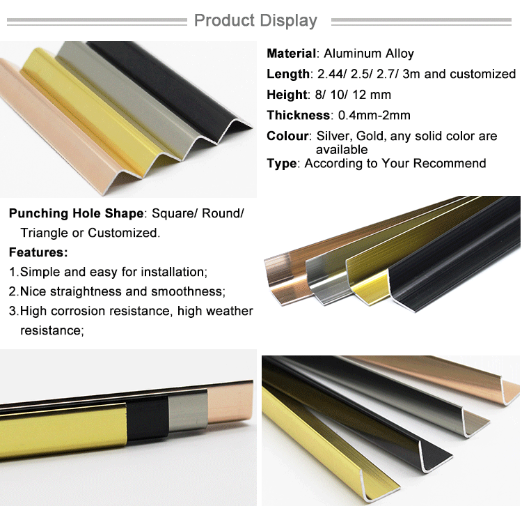 Metal Building Material Protector Corners Wall Aluminium Angle Tile Trim