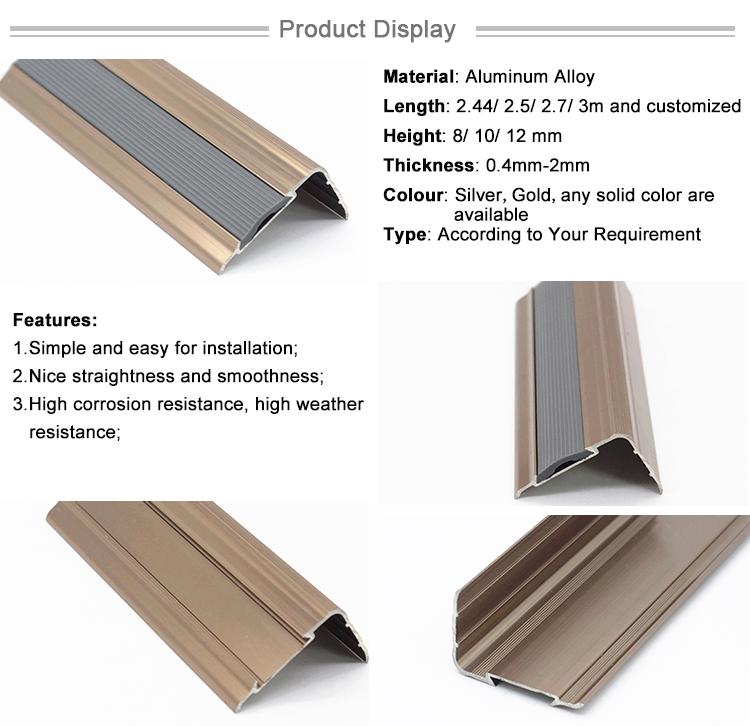 Easy and Fast Installation PVC Non Slip Aluminum Cheap Anti Slip Profile Stair Nosing