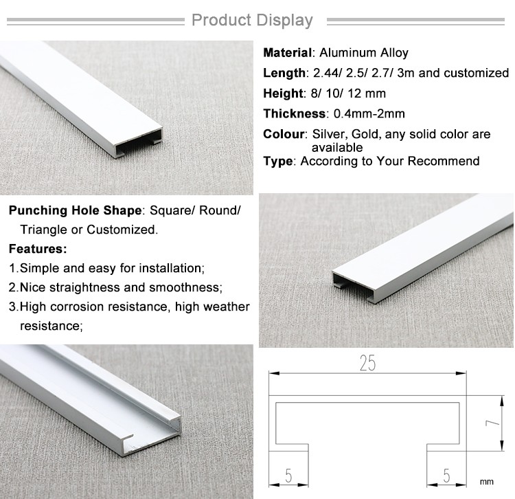 Trim Profile Aluminium Strip Accessories Material for Doors