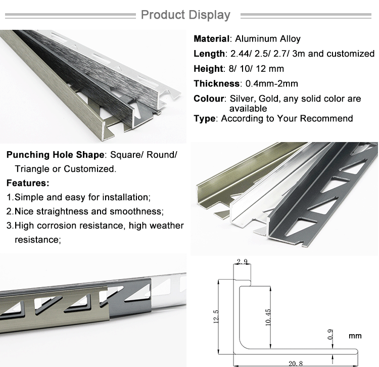 Reliable Manufacturer Ceramic Tile Trim Corner Aluminum Edge