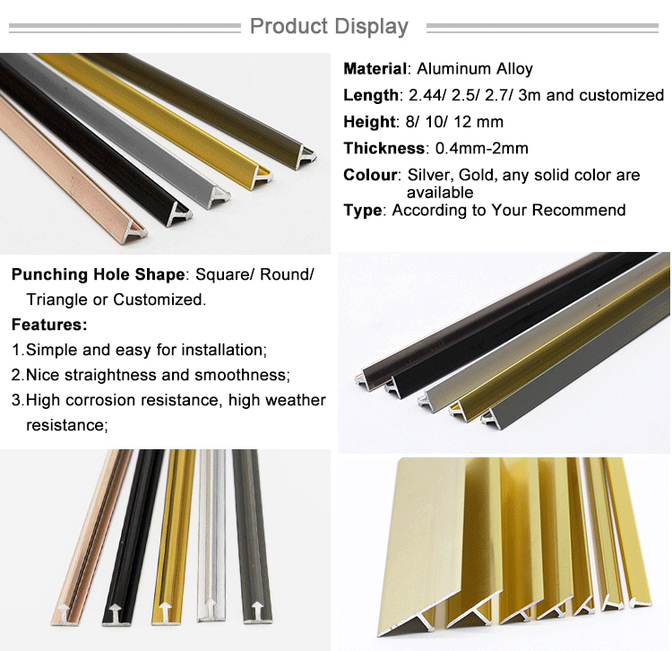 Multipurpose Metal T Shape Tile Trim Gold Floor Transition Strips