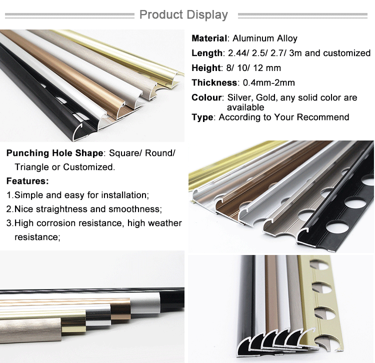 Flexible Metal Quarter Round Decking Open Type Edge Trim