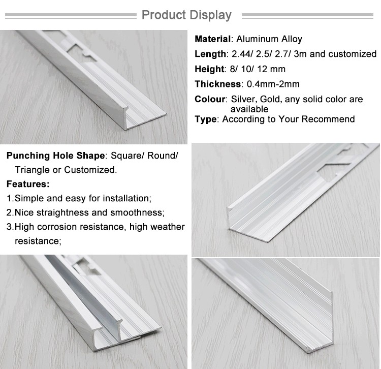 Decorative Wall Material Metal Trim Aluminum Beads Corner for Tiles