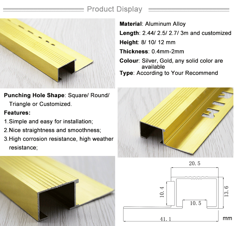Newest Peak Season Decorative Gold Aluminum Metal Trim Strips