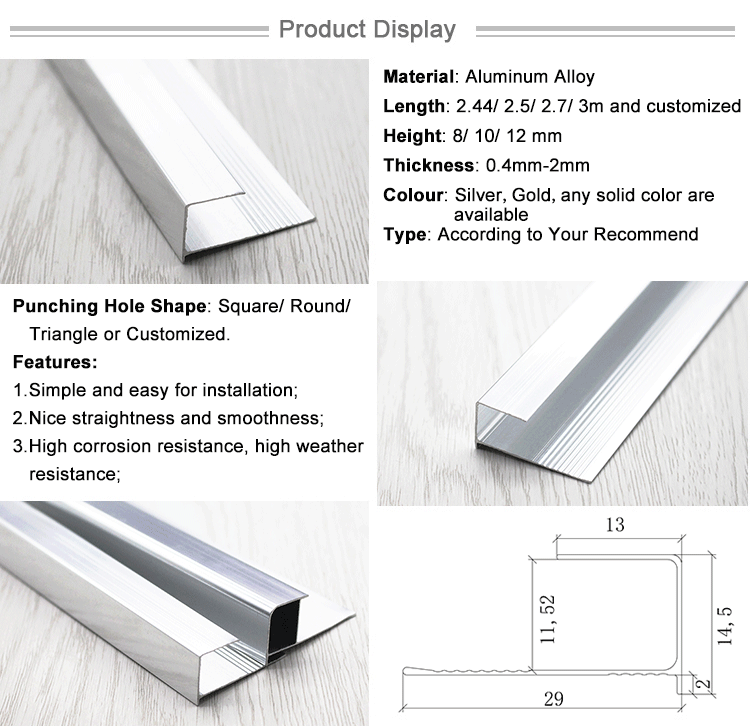 Construction Building Materials Metal Aluminium Corner Tile Strip