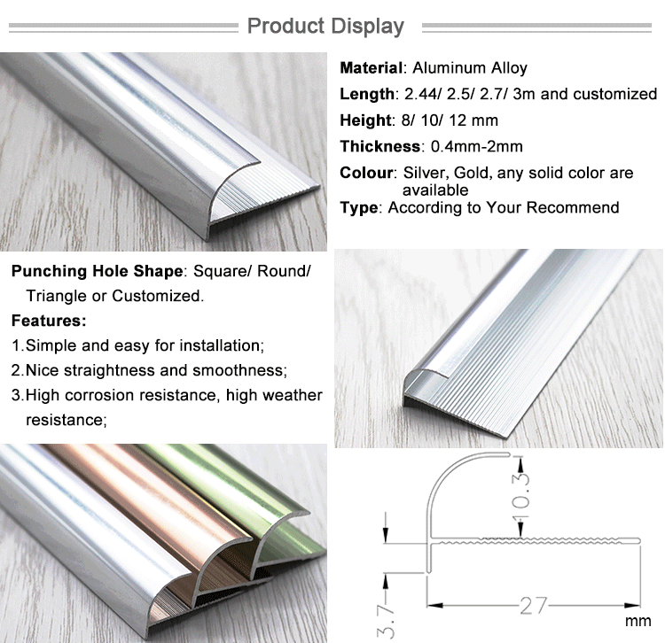 Construction Material Tiles Aluminium Strip for Wall Corner