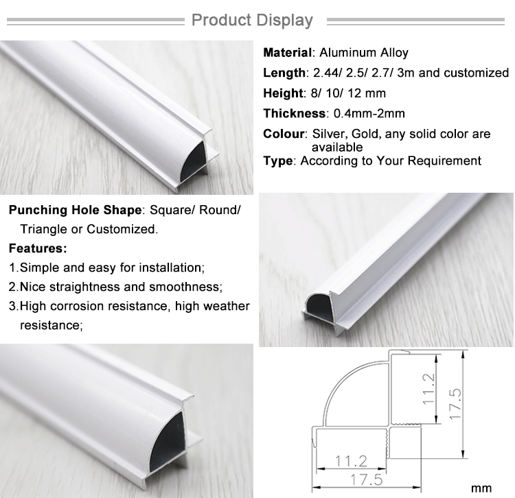 Eco Friendly Round Edge External Wall Corner Tile Trim