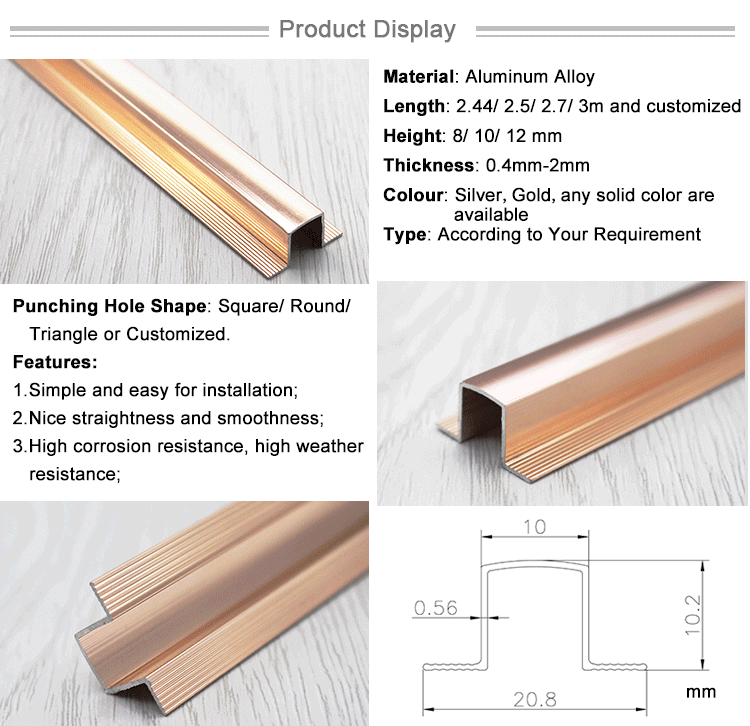 Wall Construction Materials Alu Metal U Profile Aluminium
