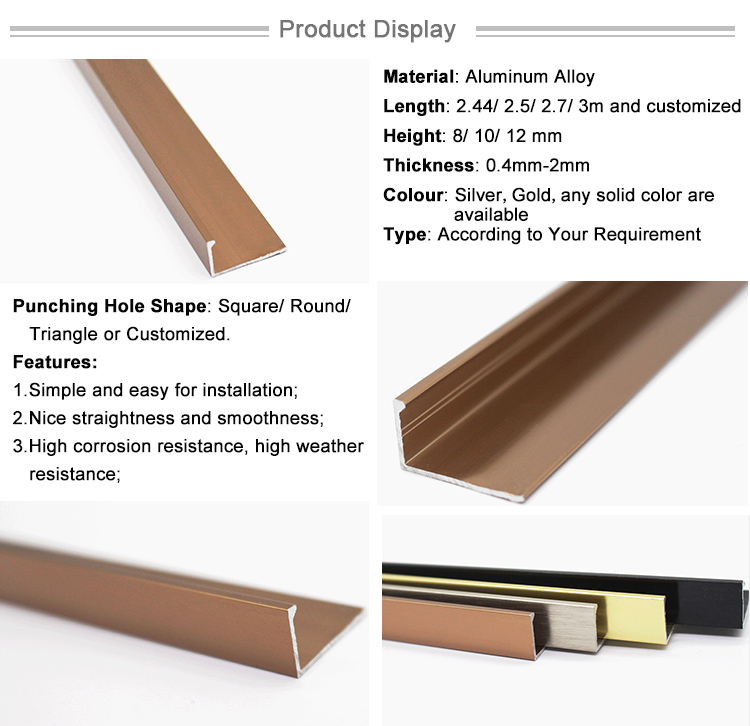 Different Surface Finishes L Shape Bronze Edge Aluminum Tile Trim
