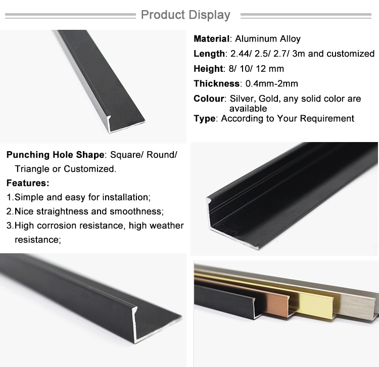 Black Metal Right Angle Tile Protective Chrome Angle Trim
