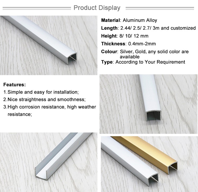 Building And Decorative Materials Aluminum Edge U-Shaped Profile