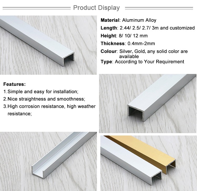 China Supplier U Shaped Edging Strips Metal Channel Trim