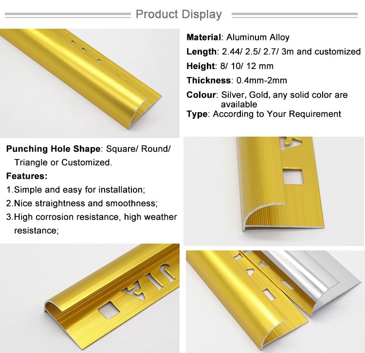 Metal Material King Type Aluminium Tile Edge Floor Edge Trim