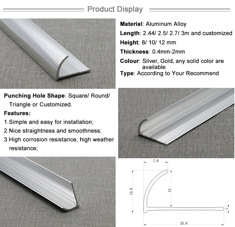 Hot Sale High Quality Customized Size Curved Aluminium Tile Trim