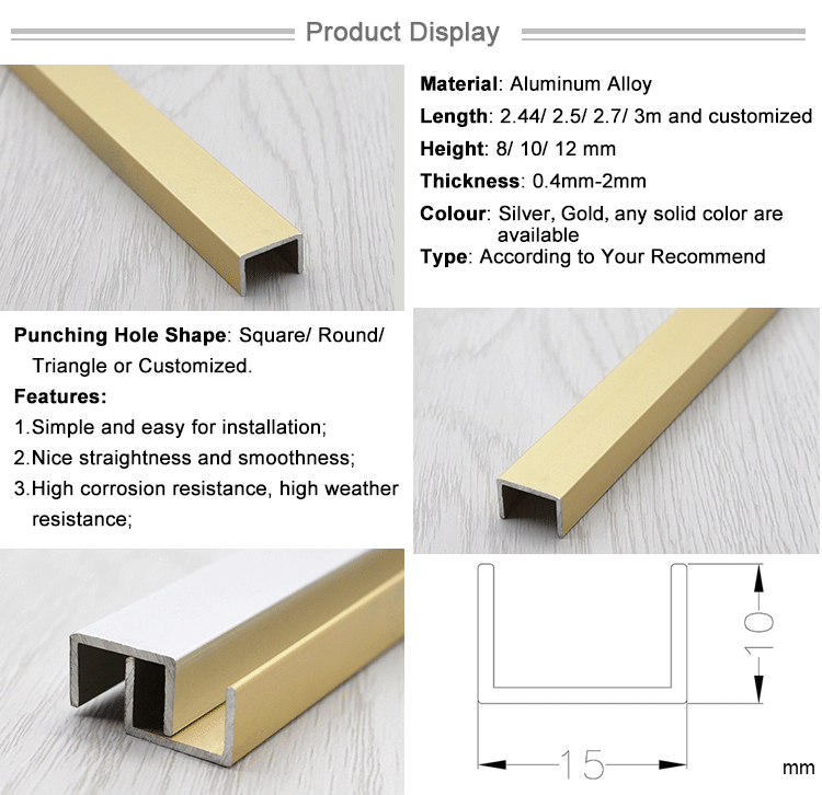 Durable Aluminum Material Ceramic Tile Trim Profile