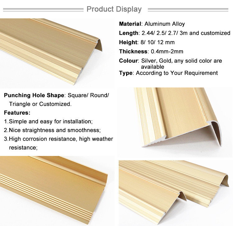 Factory Supply Aluminum Ceramic Tile Anti Slip Stair Nosing