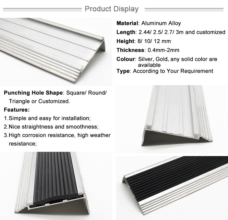 Aluminium Step Treads Anti-Slip Metal Stair Nosing Strips
