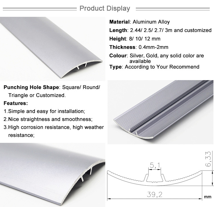 Joint Edge Chrome Trim Aluminum Carpet Cover Strips