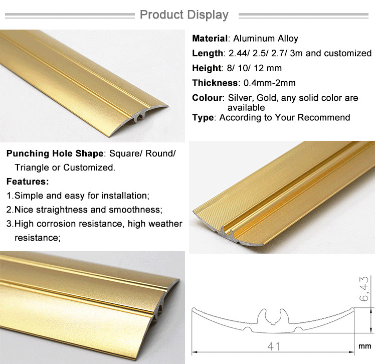 Factory Price Brass Color Gym Flexible Floor Transition Strips