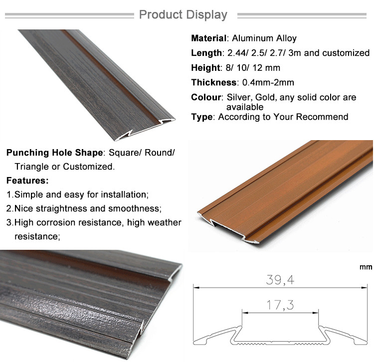 Antislip Metal Wooden Door Threshold Transition Strips