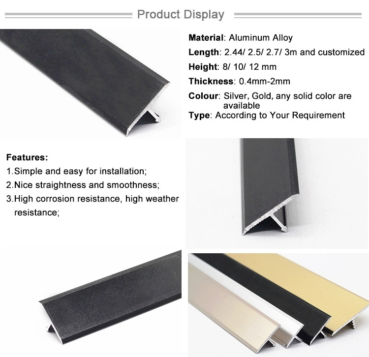 Black Color Aluminum Flexible Carpet Tile Trim