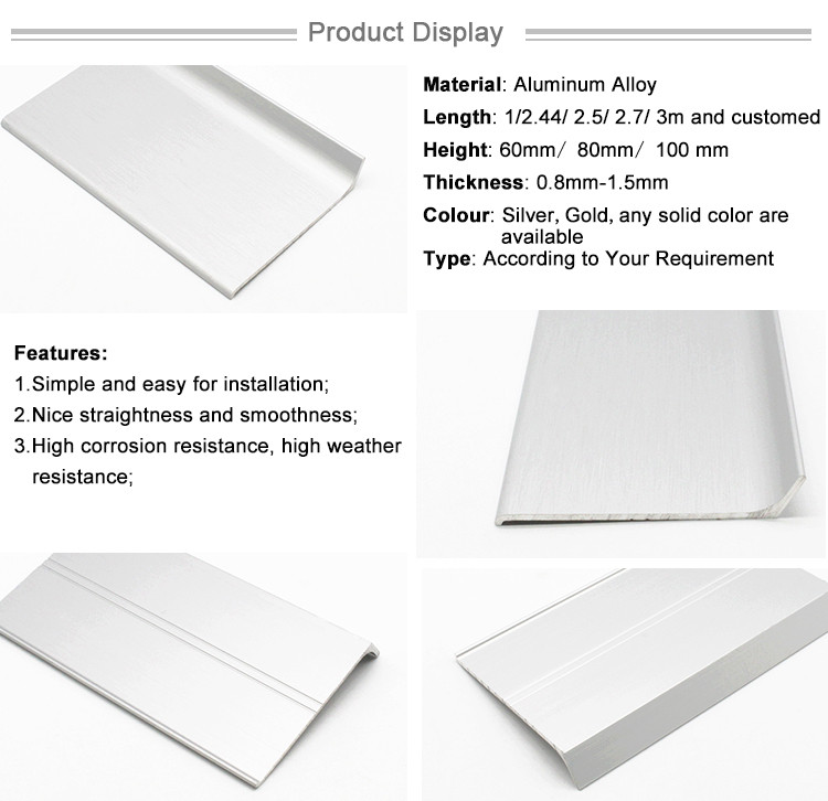 Aluminum Alloy Material Flexible Trim Silver Baseboard