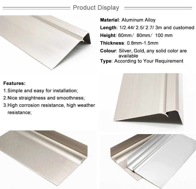 Indoor Decoration Accessories Aluminum Curved Skirting Board