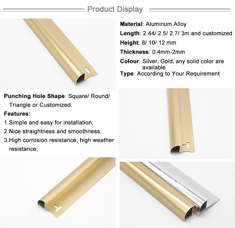 Economical Aluminium Metal Ceramic Tile Corner Edge Trim