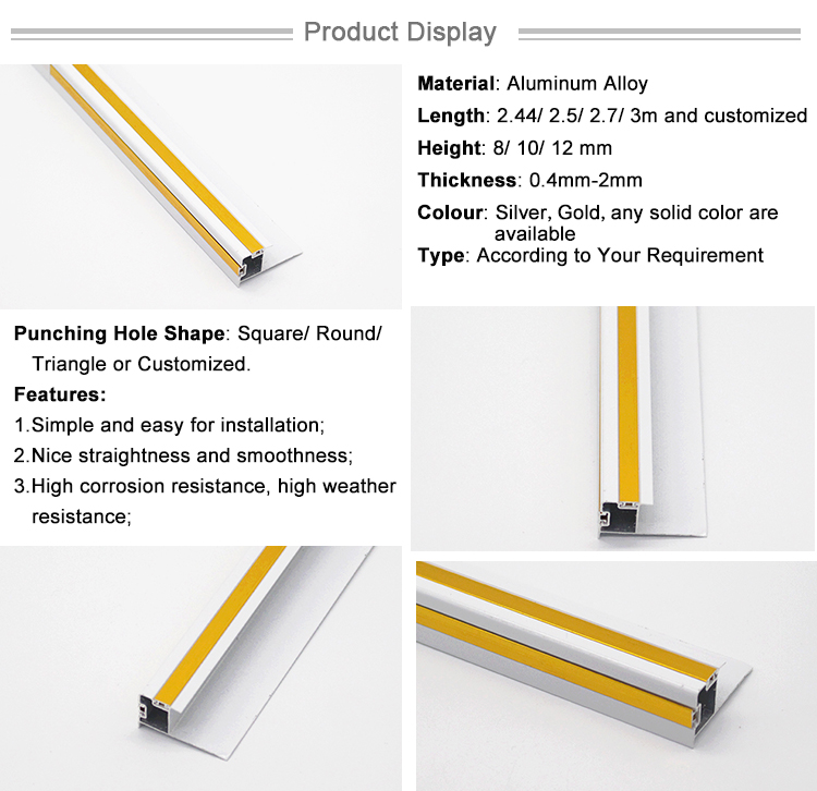 Aluminium Insert Decoration Edge Ceramic Wall Tile Trim Aluminum