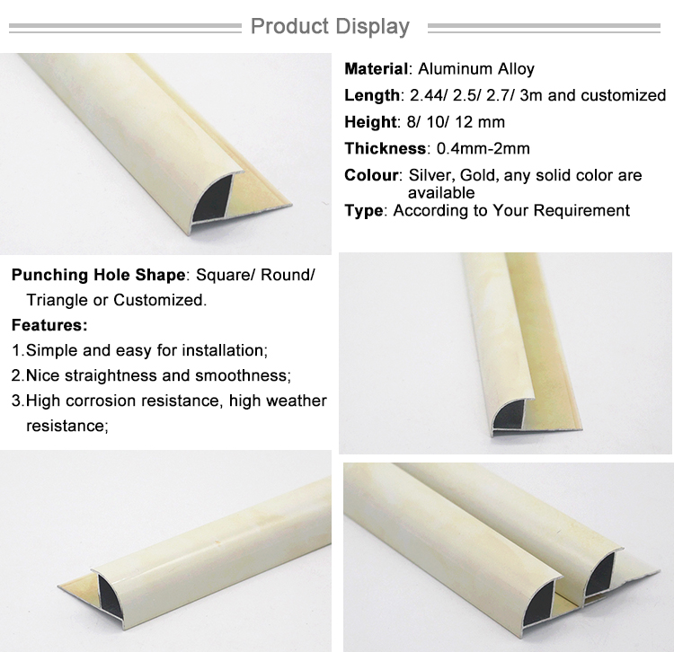 Aluminium Alloy Manufacture Metal Quarter Round Trim Building Material