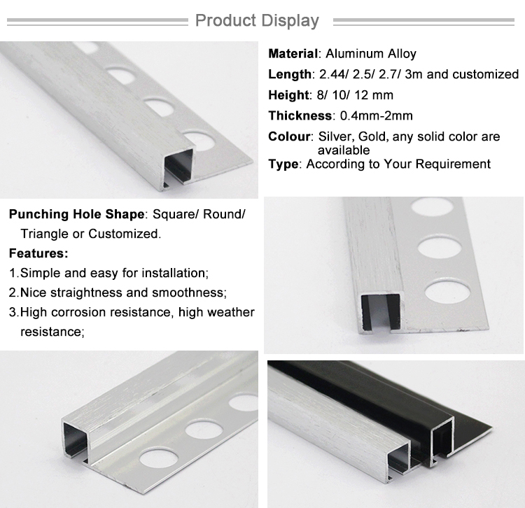 Cheap Flexible Laminate Square Edge Aluminium Tile Trim