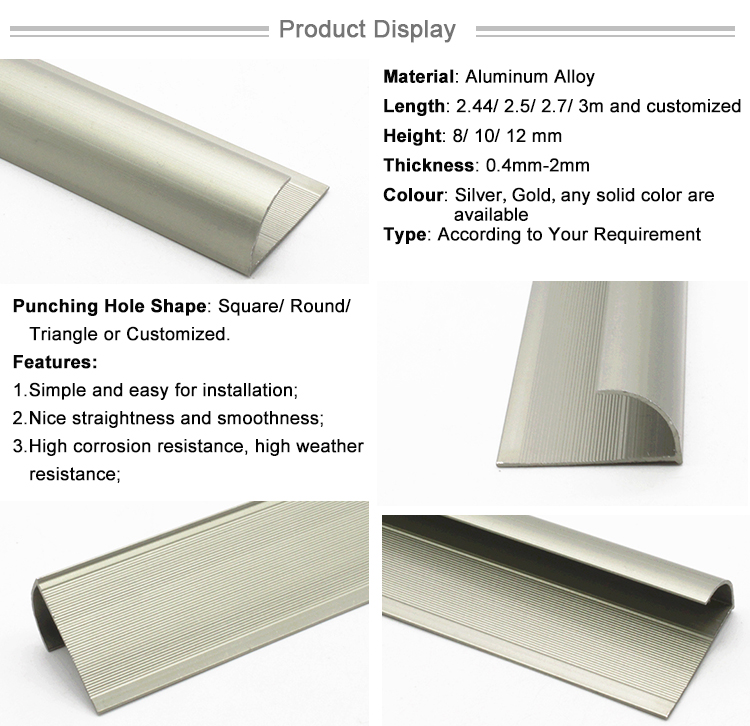 Aluminium Extrusion Profile Tile Trim Rounded Corners