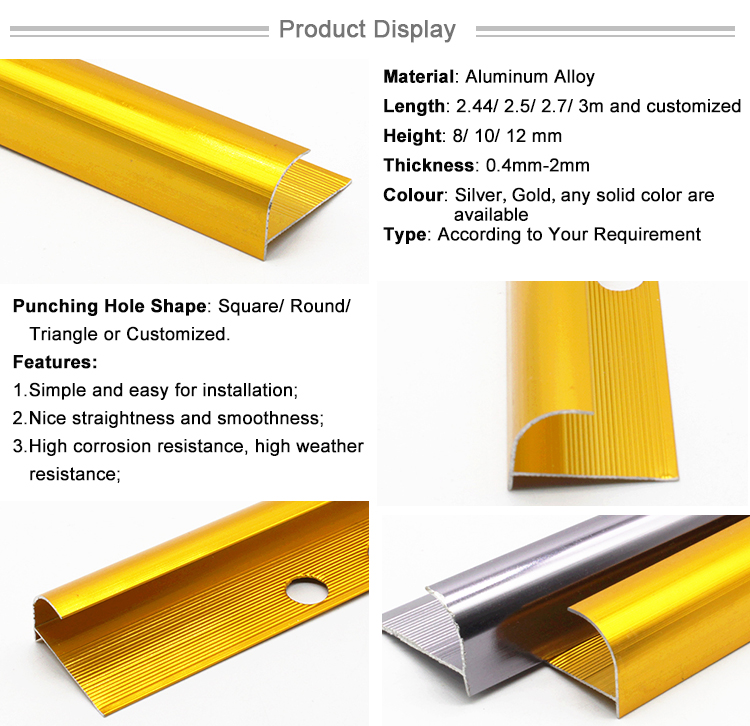 Modern Construction Materials Brass Color Bar Aluminum C Profile