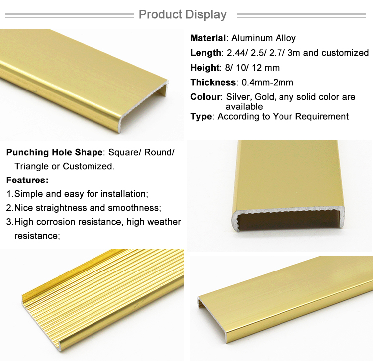Serviceable Authentic Factory Golden Aluminum C Channel Profile