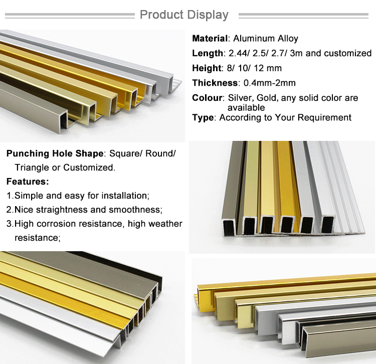 Factory in China Square Edge Tile Borders and Trim Aluminum Tile Trim for Ceramic