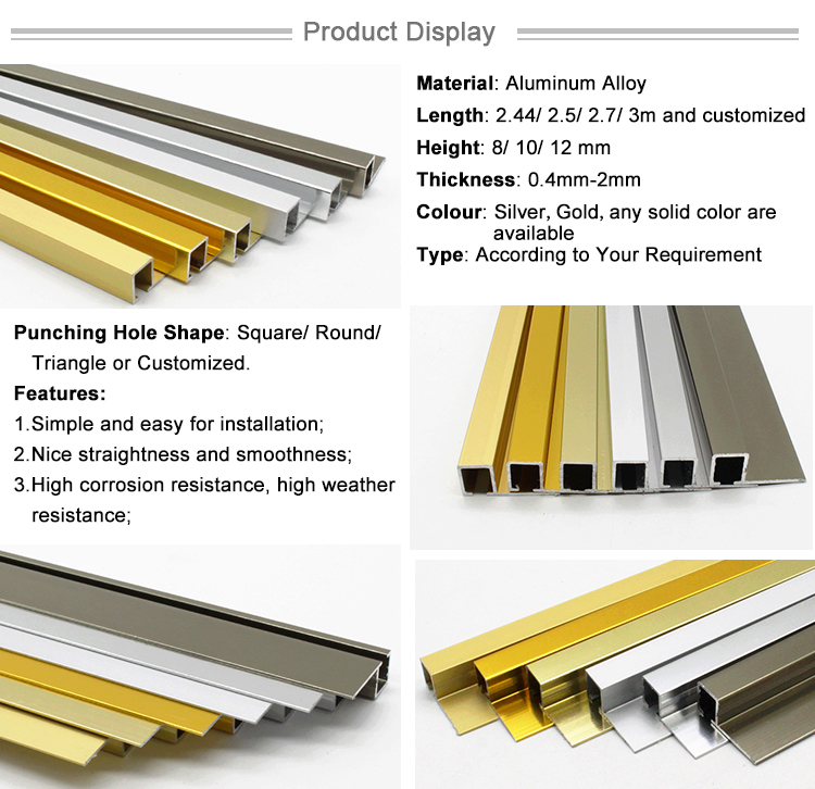 Aluminum Mosaic Tile Trim Corner Edge
