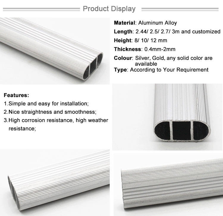 Lichuan Low MOQ Aluminum Alloy Profile Wardrobe Oval Tube