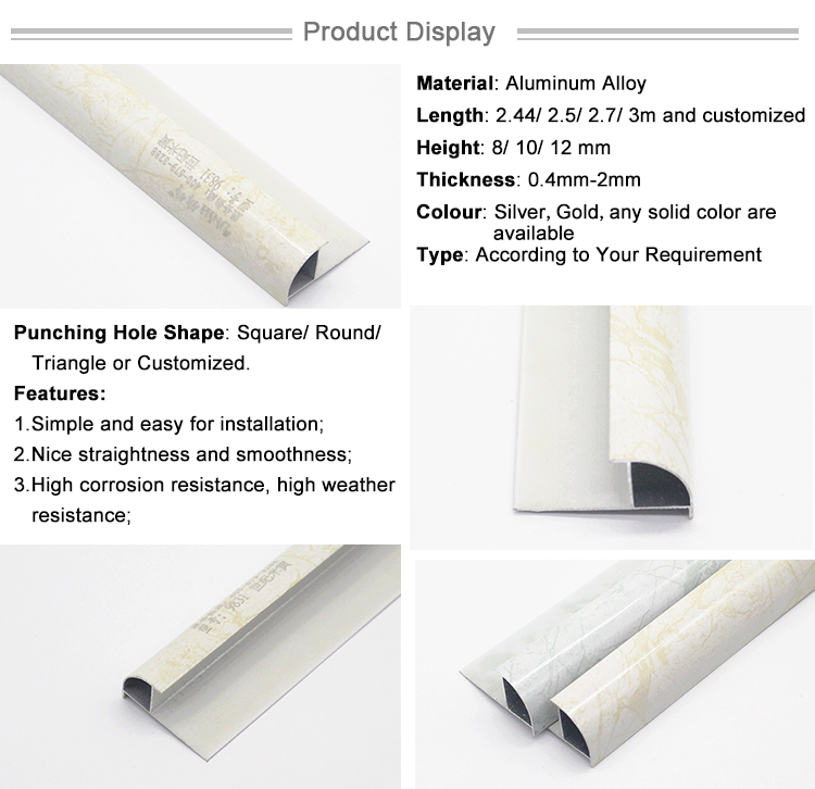 Aluminum Profile Marble Stone Color Tile Corner Trim Edge