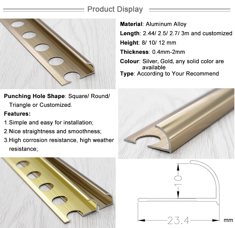 Aluminium Extrusion Half Round Shape Profile for Iraq