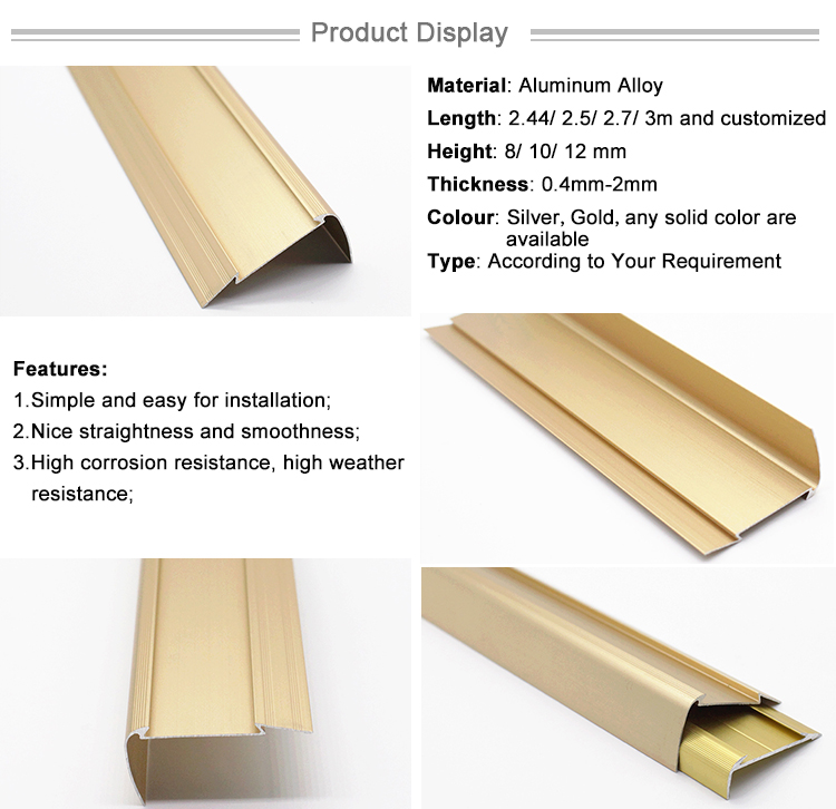 Aluminum Extrusion Profile Metal Stair Nose Trim Stair Tile Nosing