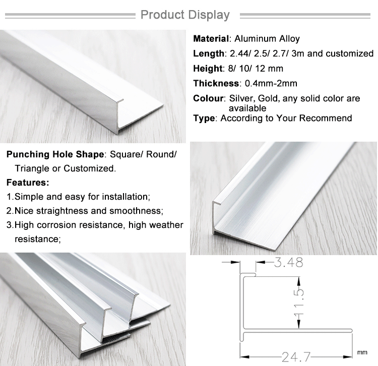 Foshan Professional Closed End Aluminum Alloy Tile Trim