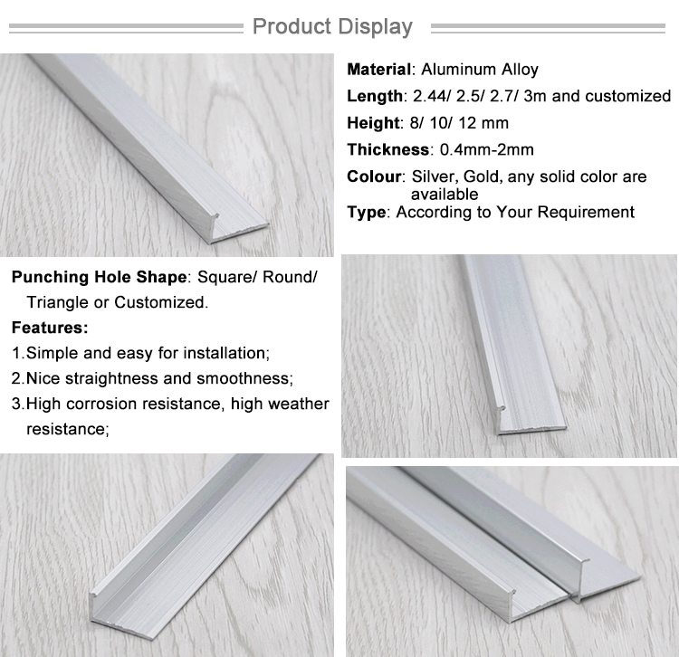 Factory Direct Supply Silver Color L Shape Aluminum Tile Trim Profile