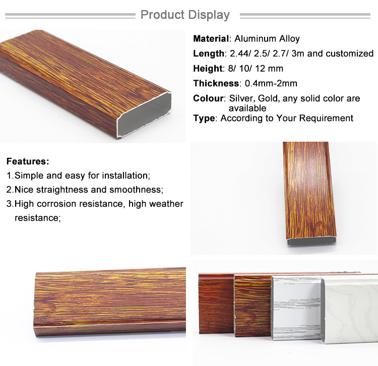 Customized Decorative Wooden Pattern Aluminium Rectangle Profile