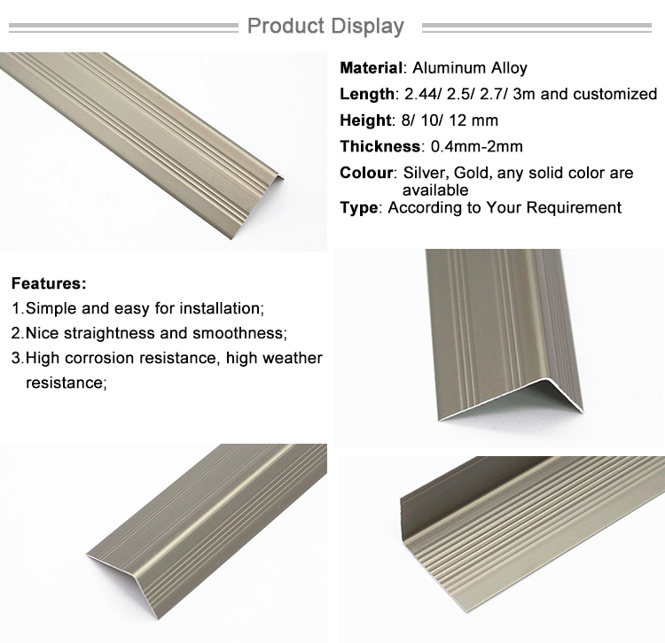 Foshan Factory Groove Attached Stairs Anti Slip Profile