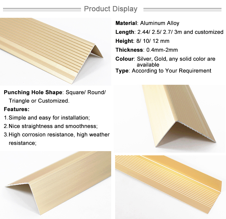 Building Construction Material Groove Attached Stairs Tile Aluminium Profile
