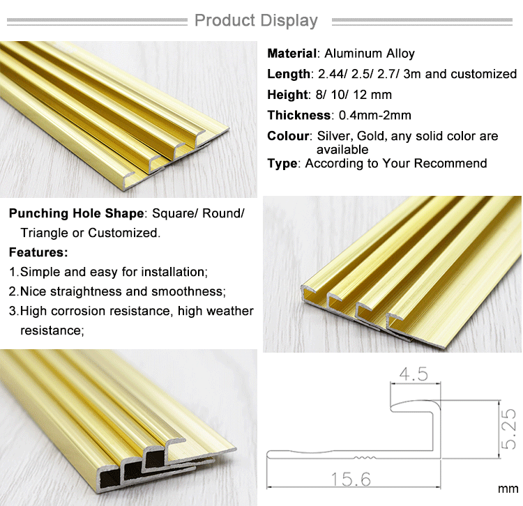 Decoration Aluminum Straight Wall Corner Tile Edging Trim